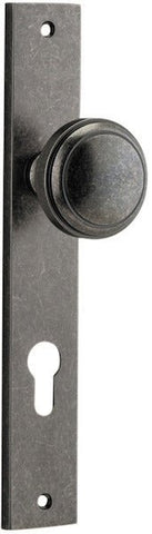 IVER Paddington Door Knob On Rectangular Backplate | Entrance Lever Set Only | 9 Finishes - Distressed Nickel