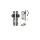 IVER Paddington Door Knob On Rectangular Backplate | Entrance Kit (Key/Key) | 9 Finishes - Distressed Nickel