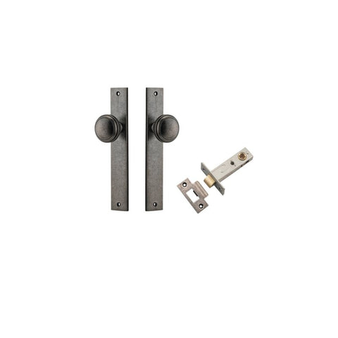 IVER Paddington Door Knob On Rectangular Backplate | Passage Kit | 9 Finishes - Distressed Nickel