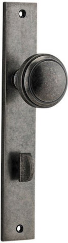 IVER Paddington Door Knob On Rectangular Backplate | Privacy Lever Set Only | 9 Finishes - Distressed Nickel