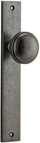 IVER Paddington Door Knob On Rectangular Backplate | Passage Lever Set Only | 9 Finishes - Distressed Nickel