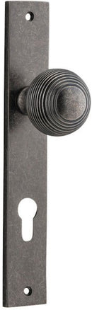 IVER Guildford Door Knob On Rectangular Backplate | Entrance Lever Set Only | 9 Finishes - Distressed Nickel