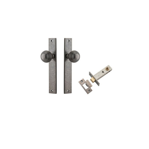IVER Guildford Door Knob On Rectangular Backplate | Passage Kit | 9 Finishes - Distressed Nickel
