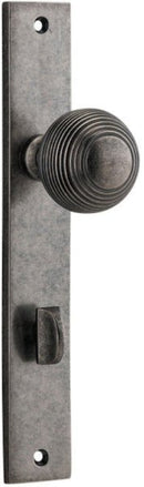 IVER Guildford Door Knob On Rectangular Backplate | Privacy Lever Set Only | 9 Finishes - Distressed Nickel