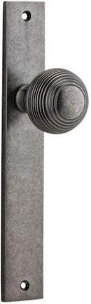 IVER Guildford Door Knob On Rectangular Backplate | Passage Lever Set Only | 9 Finishes - Distressed Nickel