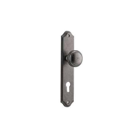 IVER Paddington Door Knob On Shouldered Backplate | Entrance Lever Set Only | 9 Finishes - Distressed Nickel