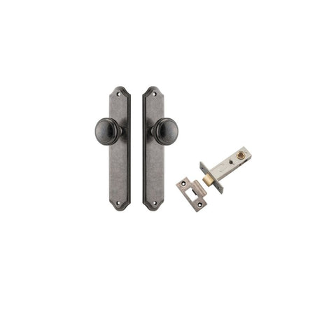 IVER Paddington Door Knob On Shouldered Backplate | Passage Kit | 9 Finishes - Distressed Nickel