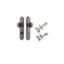 IVER Paddington Door Knob On Shouldered Backplate | Separate Privacy Kit | 9 Finishes - Distressed Nickel