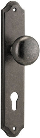 IVER Cambridge Door Knob On Shouldered Backplate | Entrance Lever Set Only | 9 Finishes - Distressed Nickel