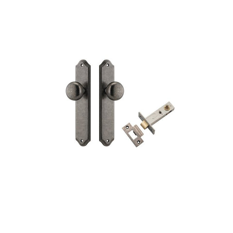 IVER Cambridge Door Knob On Shouldered Backplate | Passage Kit | 9 Finishes - Distressed Nickel