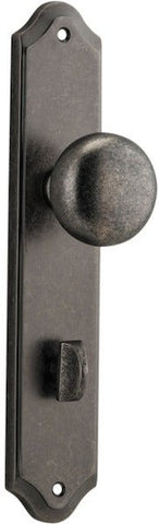 IVER Cambridge Door Knob On Shouldered Backplate | Privacy Lever Set Only | 9 Finishes - Distressed Nickel