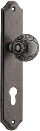 IVER Guildford Door Knob On Shouldered Backplate | Entrance Lever Set Only | 9 Finishes - Distressed Nickel