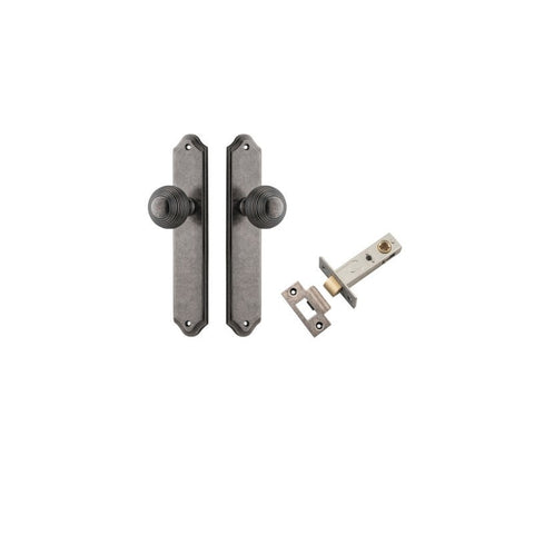 IVER Guildford Door Knob On Shouldered Backplate | Passage Kit | 8 Finishes - Distressed Nickel