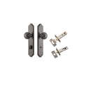 IVER Guildford Door Knob On Shouldered Backplate | Separate Privacy Kit | 8 Finishes - Distressed Nickel