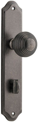 IVER Guildford Door Knob On Shouldered Backplate | Privacy Lever Set Only | 9 Finishes - Distressed Nickel