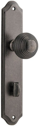 IVER Guildford Door Knob On Shouldered Backplate | Privacy Lever Set Only | 9 Finishes - Distressed Nickel
