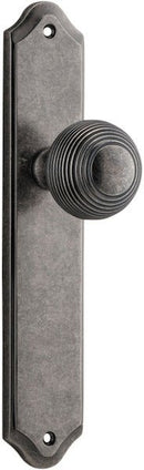 IVER Guildford Door Knob On Shouldered Backplate | Passage Lever Set Only | 9 Finishes - Distressed Nickel