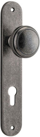 IVER Paddington Door Knob On Oval Backplate | Entrance Lever Set Only | 9 Finishes - Distressed Nickel