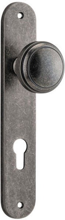 IVER Paddington Door Knob On Oval Backplate | Entrance Lever Set Only | 9 Finishes - Distressed Nickel