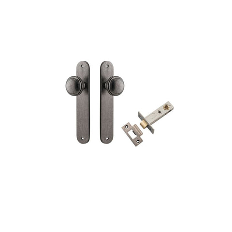 IVER Paddington Door Knob On Oval Backplate | Passage Kit | 9 Finishes - Distressed Nickel