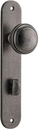 IVER Paddington Door Knob On Oval Backplate | Privacy Lever Set Only | 9 Finishes - Distressed Nickel