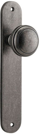IVER Paddington Door Knob On Oval Backplate | Passage Lever Set Only | 9 Finishes - Distressed Nickel