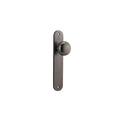 IVER Cambridge Door Knob On Oval Backplate | Passage Lever Set Only | 9 Finishes - Distressed Nickel
