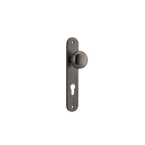 IVER Cambridge Door Knob On Oval Backplate | Entrance Lever Set Only | 9 Finishes - Distressed Nickel