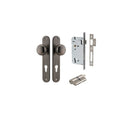 IVER Cambridge Door Knob On Oval Backplate | Entrance Kit (Key/Key) | 9 Finishes - Distressed Nickel