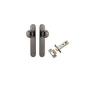 IVER Cambridge Door Knob On Oval Backplate | Passage Kit | 9 Finishes - Distressed Nickel