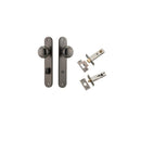 IVER Cambridge Door Knob On Oval Backplate | Separate Privacy Kit | 9 Finishes - Distressed Nickel