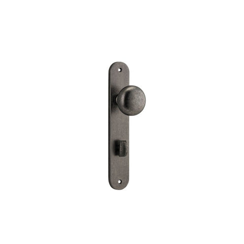 IVER Cambridge Door Knob On Oval Backplate | Privacy Lever Set Only | 9 Finishes - Distressed Nickel