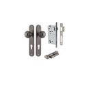 IVER Guildford Door Knob On Oval Backplate | Entrance Kit (Key/Thumb) | 9 Finishes - Distressed Nickel