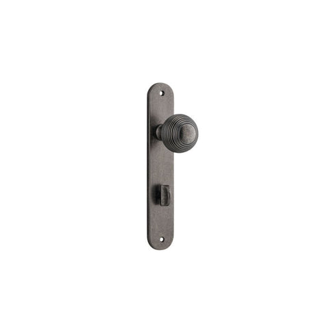 IVER Guildford Door Knob On Oval Backplate | Privacy Lever Set Only | 9 Finishes - Distressed Nickel