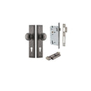 IVER Paddington Door Knob On Stepped Backplate | Entrance Kit (Key/Thumb) | 9 Finishes - Distressed Nickel