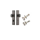 IVER Paddington Door Knob On Stepped Backplate | Separate Privacy Kit | 9 Finishes - Distressed Nickel