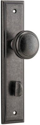 IVER Paddington Door Knob On Stepped Backplate | Privacy Lever Set Only | 9 Finishes - Distressed Nickel