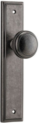 IVER Paddington Door Knob On Stepped Backplate | Passage Lever Set Only | 9 Finishes - Distressed Nickel
