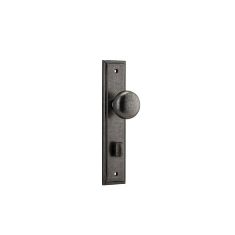 IVER Cambridge Door Knob On Stepped Backplate | Privacy Lever Set Only | 9 Finishes - Distressed Nickel