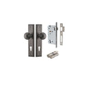 IVER Guildford Door Knob On Stepped Backplate | Entrance Kit (Key/Key) | 9 Finishes - Distressed Nickel