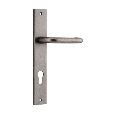 IVER Oslo Lever Door Handle On Rectangular Backplate | Entrance Lever Set Only | 9 Finishes - Distressed Nickel