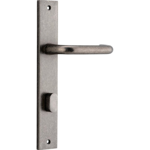 IVER Oslo Lever Door Handle On Rectangular Backplate | Privacy Lever Set Only | 9 Finishes - Distressed Nickel