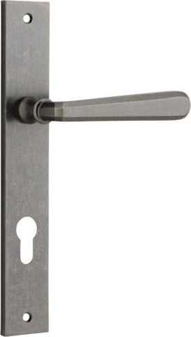 IVER Copenhagen Door Lever Handle On Rectangular Backplate | Entrance Lever Set Only | 7 Finishes - Distressed Nickel
