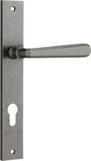 IVER Copenhagen Door Lever Handle On Rectangular Backplate | Entrance Lever Set Only | 7 Finishes - Distressed Nickel