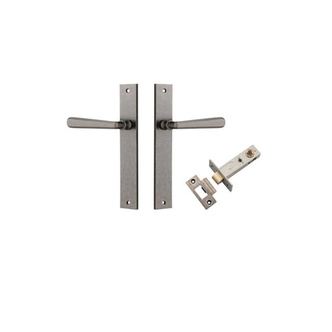 IVER Copenhagen Door Lever Handle On Rectangular Backplate | Passage Kit | 7 Finishes - Distressed Nickel