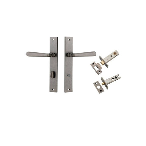 IVER Copenhagen Door Lever Handle On Rectangular Backplate | Separate Privacy Kit | 7 Finishes - Distressed Nickel