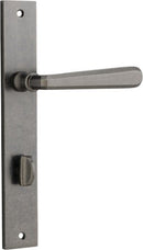 IVER Copenhagen Door Lever Handle On Rectangular Backplate | Privacy Lever Set Only | 7 Finishes - Distressed Nickel