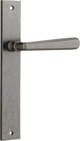 IVER Copenhagen Door Lever Handle On Rectangular Backplate | Passage Lever Set Only | 7 Finishes - Distressed Nickel