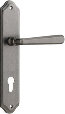 Iver Copenhagen Door Lever Handle on Shouldered Backplate | Entrance Lever Set Only | 7 Finishes - Distressed Nickel