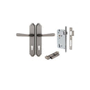 Iver Copenhagen Door Lever Handle on Shouldered Backplate | Entrance Kit (Key/Thumb) | 7 Finishes - Distressed Nickel